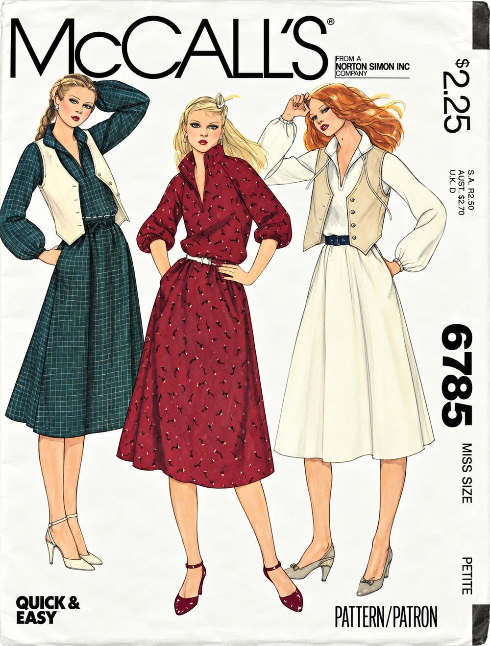 Vintage 6785 McCalls SEWING Pattern Casual Pullover Dress & Vest Petite 6-8 Cut
